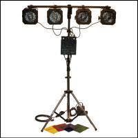 T bar lighting stand with 4 spot lights and controller