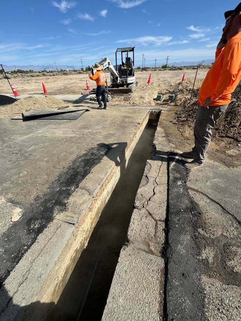 A group of construction workers are working on a road.