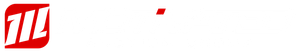 A red and white logo on a white background.