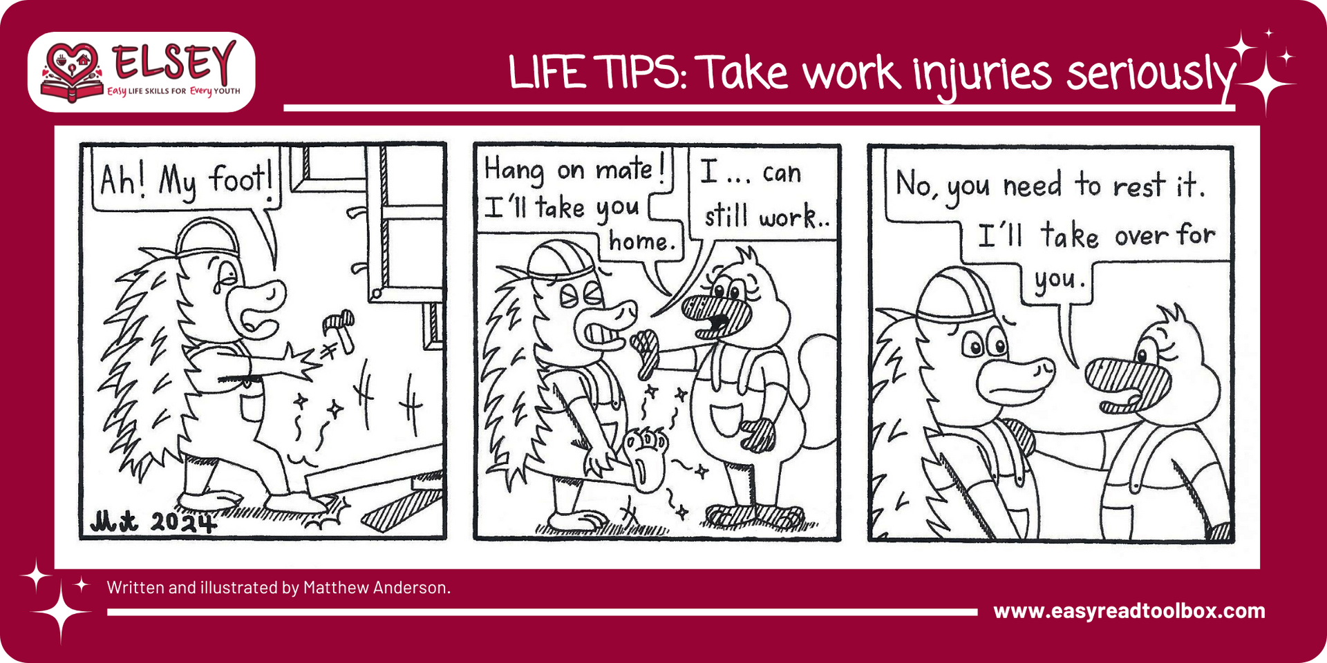 Take work injuries seriously comic