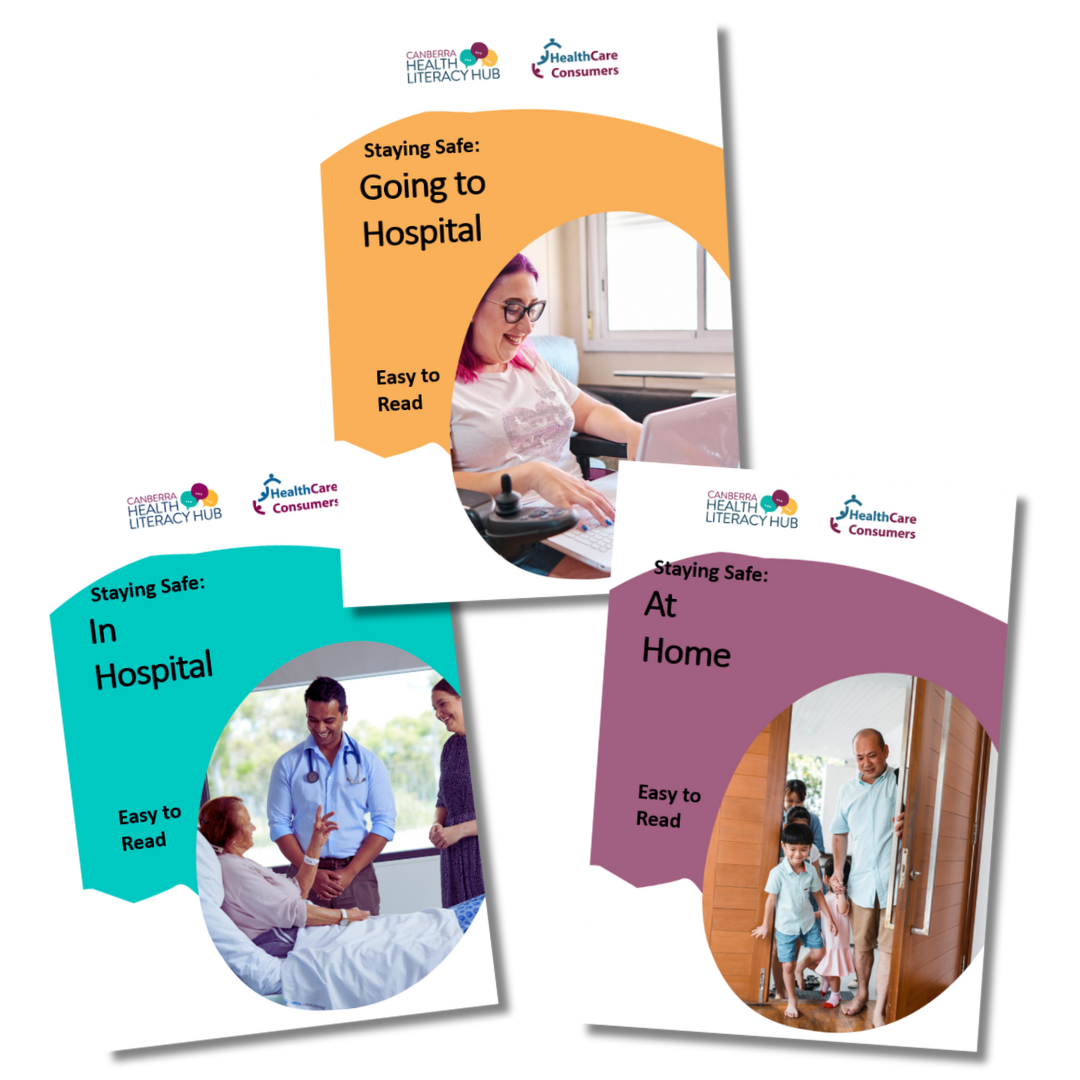Covers of 3 Easy Read booklets.