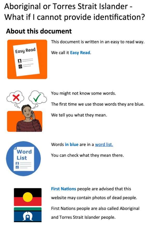 Aboriginal or Torres Strait Islander - What if I cannot provide identification?