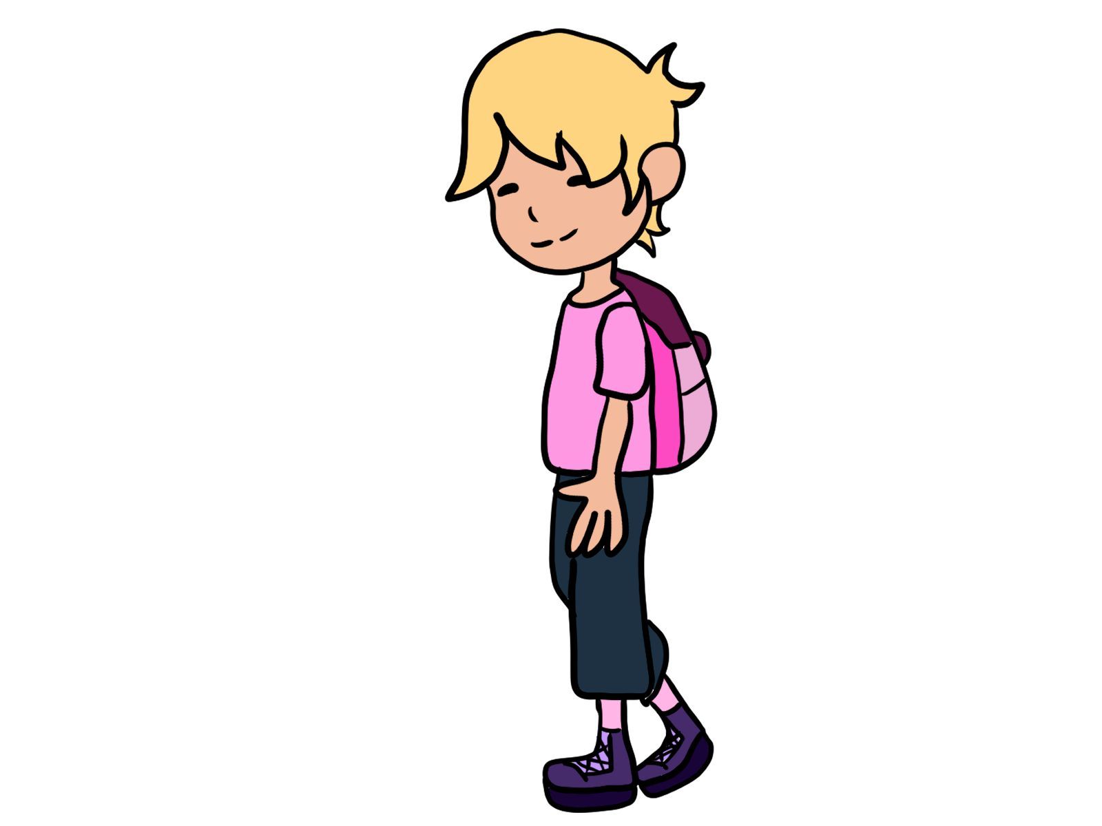 Young person with backpack - Illustration by Indigo Phoenix.