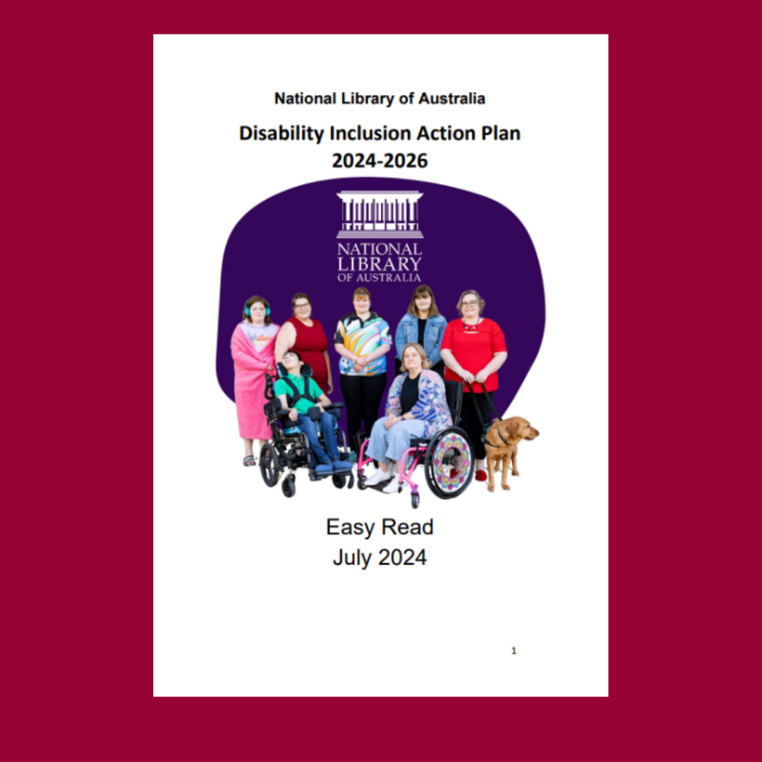 Cover of an Easy Read document for National Library Australia.