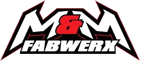 M&F Abwerk logo in black, white, and red with a stylized mountain-like outline