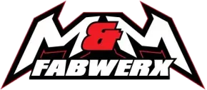 M&F Abwerk logo in black, white, and red with a stylized mountain-like outline