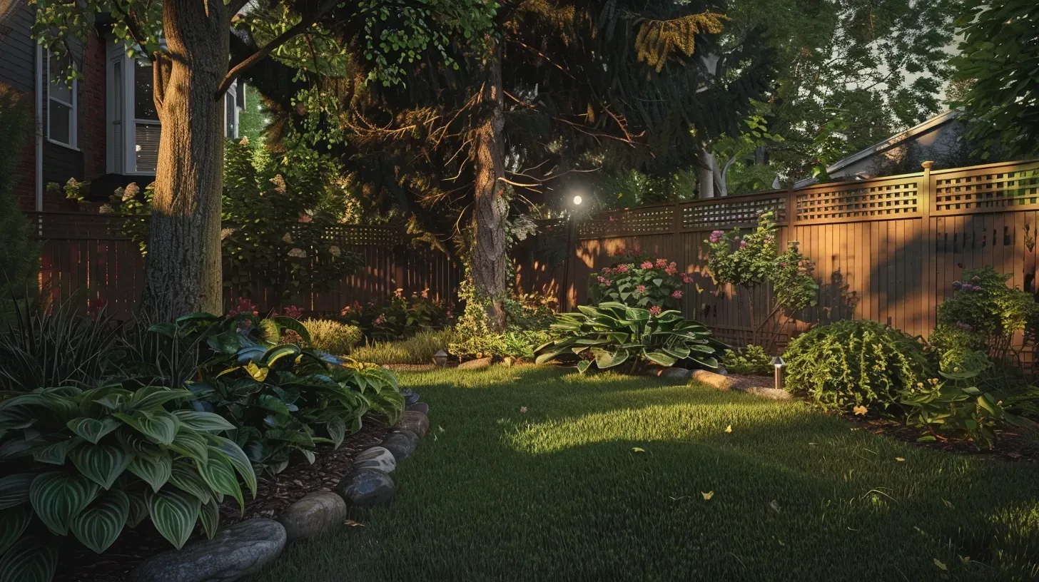 The silhouette of a delicate tree is framed by our garden lighting in Richmond BC. Our lighting can create stunning silhouettes. Keywords: silhouette lighting, artistic design, landscape feature.