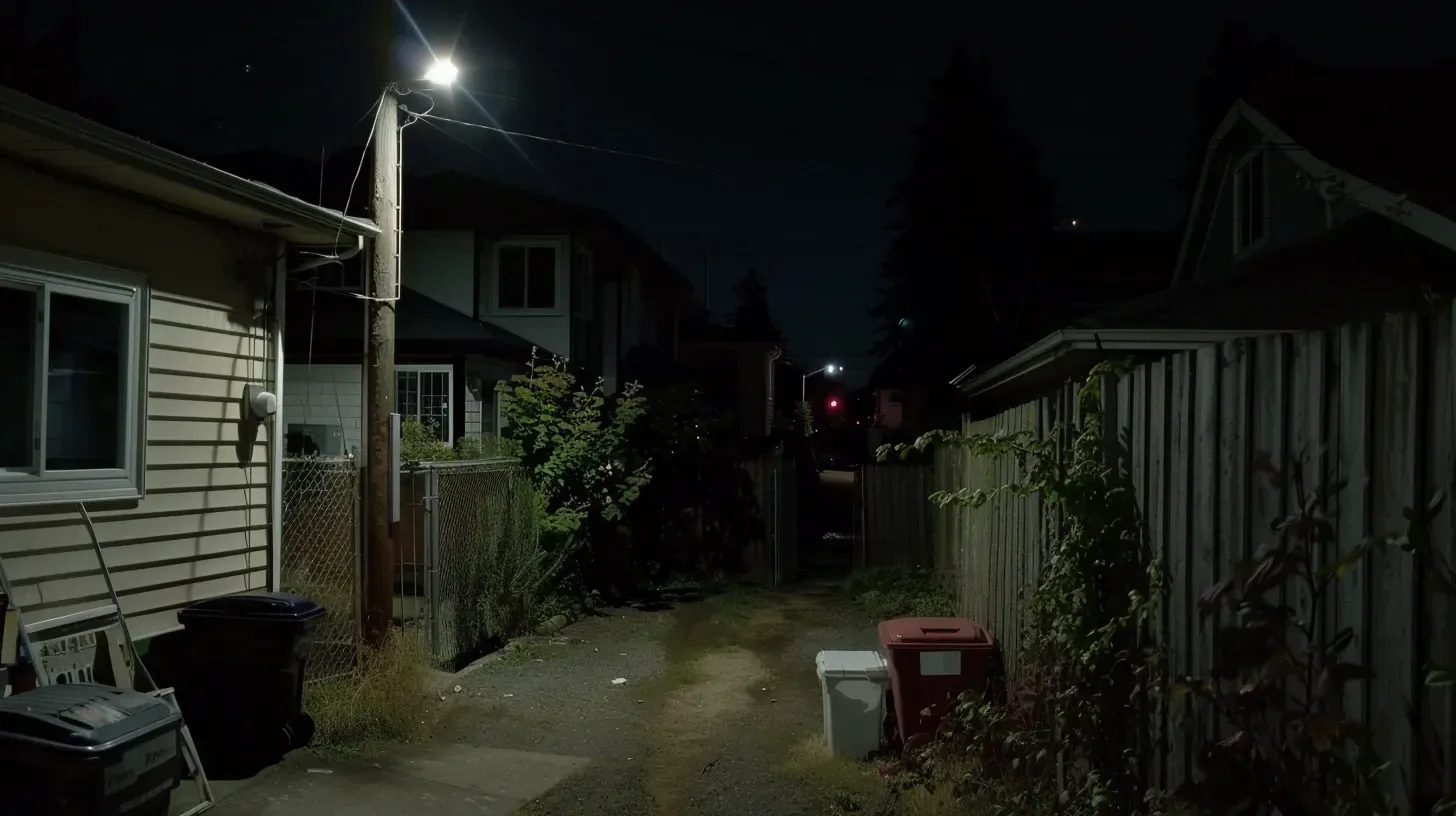 Before and after the installation of backyard lighting in Richmond BC. An Ironwood yard becomes a magical nighttime oasis. Keywords: backyard transformation, outdoor oasis, landscape design.