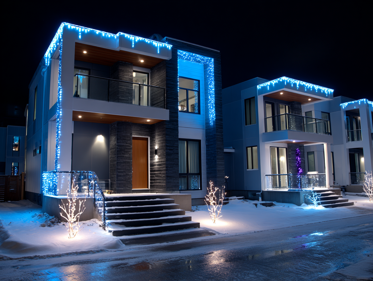 Richmond holiday lighting experts offering residential Christmas décor services Richmond BC, commercial festive lighting contractors, roofline holiday lights installation, patio string holiday lighting, backyard outdoor décor displays, driveway festive holiday lighting.