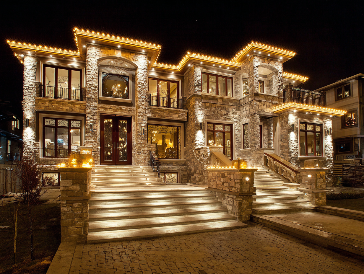 Richmond holiday lighting contractors delivering Christmas décor services, residential LED festive décor Richmond BC, commercial holiday lighting company, roof holiday lighting setup, patio string holiday lights, backyard Christmas décor, driveway festive displays.