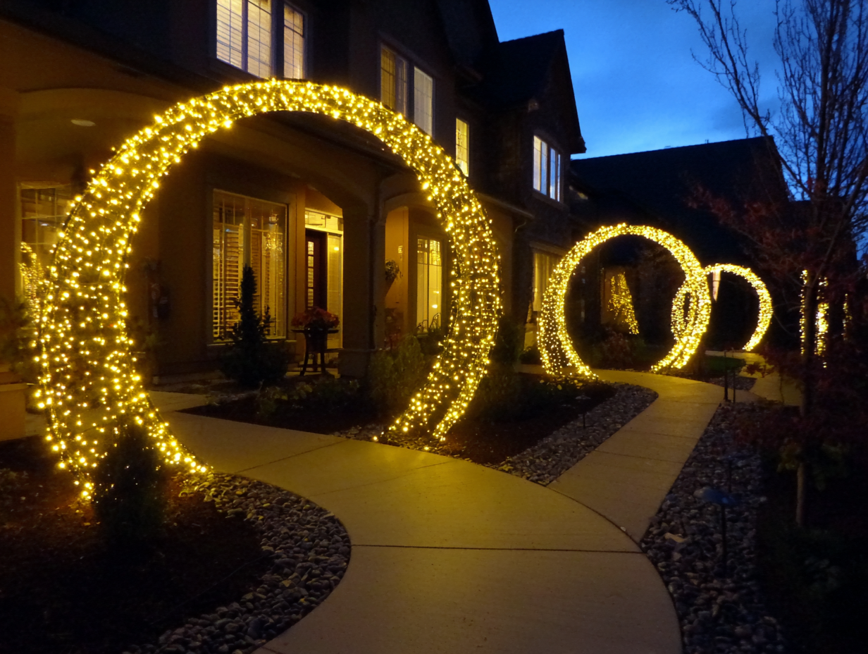 Top-rated Richmond holiday lighting installers providing Christmas décor services, residential LED outdoor lighting Richmond BC, commercial festive lighting contractors, roof holiday lights setup, patio string holiday lights, backyard décor, driveway lighting.