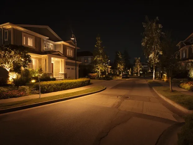Our commercial landscape lighting services in Richmond BC cater to businesses near YVR and Lansdowne Centre. This outdoor lighting service includes parking lot and security light installation. For strata and business garden lighting services, we are the experts. Keywords: commercial services, strata lighting, security.