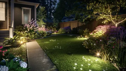 Stunning architectural lighting showcases a modern home with our Richmond landscape lighting design. This exterior lighting in Richmond BC boosts curb appeal. Our outdoor lighting services are the best in Steveston and West Cambie. Keywords: architectural lighting, Richmond landscape lighting, curb appeal, uplighting.