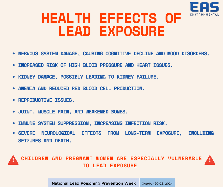 A poster explaining the health effects of lead exposure