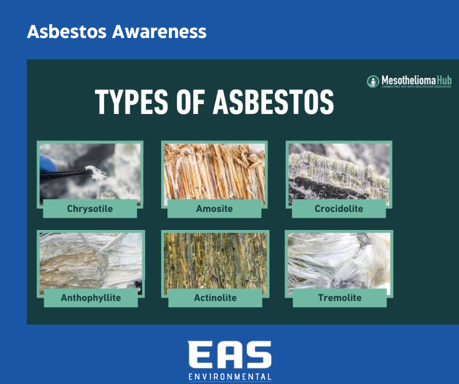 A poster explaining the different types of asbestos