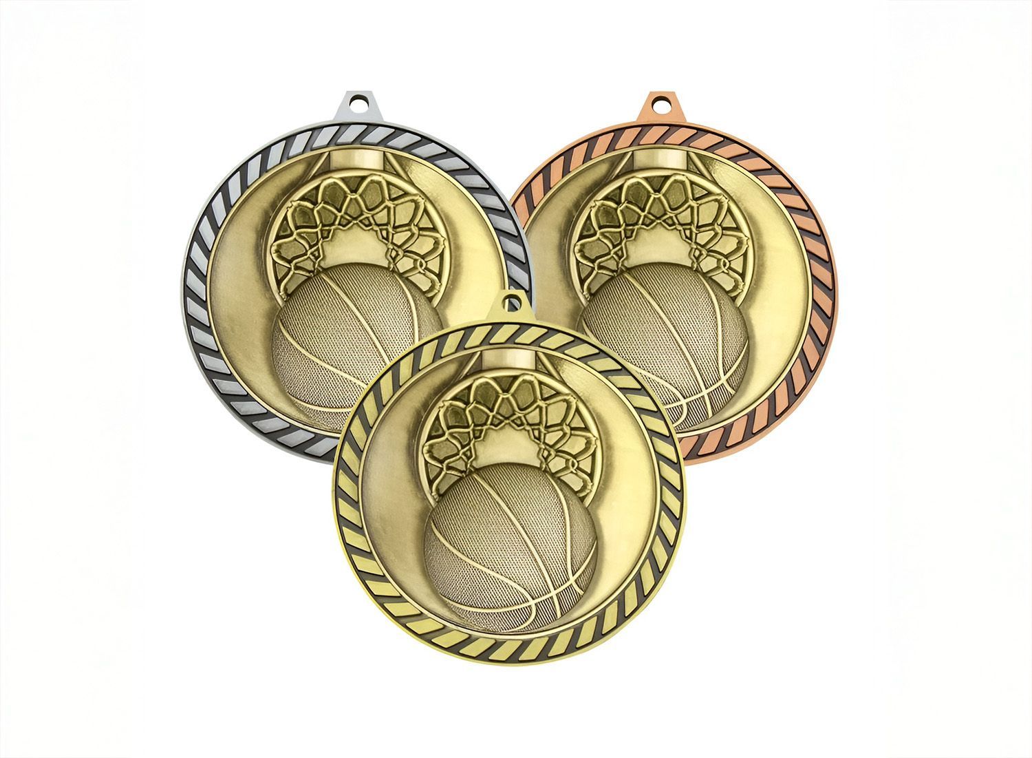 Gold, Silver, and Bronze Basketball Medals
