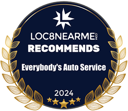 A badge that says loc8nearme recommends everybody 's auto service