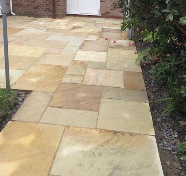 Telford sandstone patio contractors Paveline Driveways Limited install quality natural stone patios in Telford and surrounding areas of Shropshire