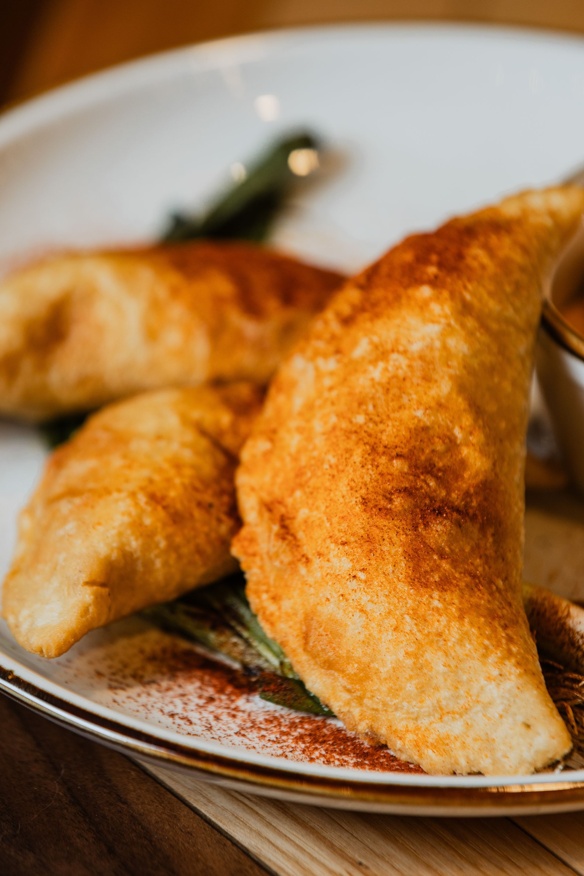 A close up of a plate of food on a table.