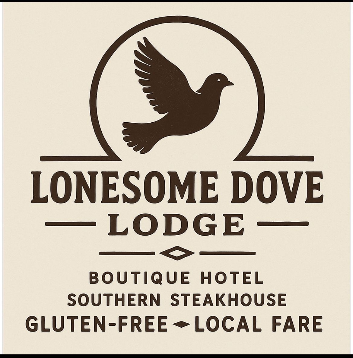 A sign for lonesome dove lodge bar and grill