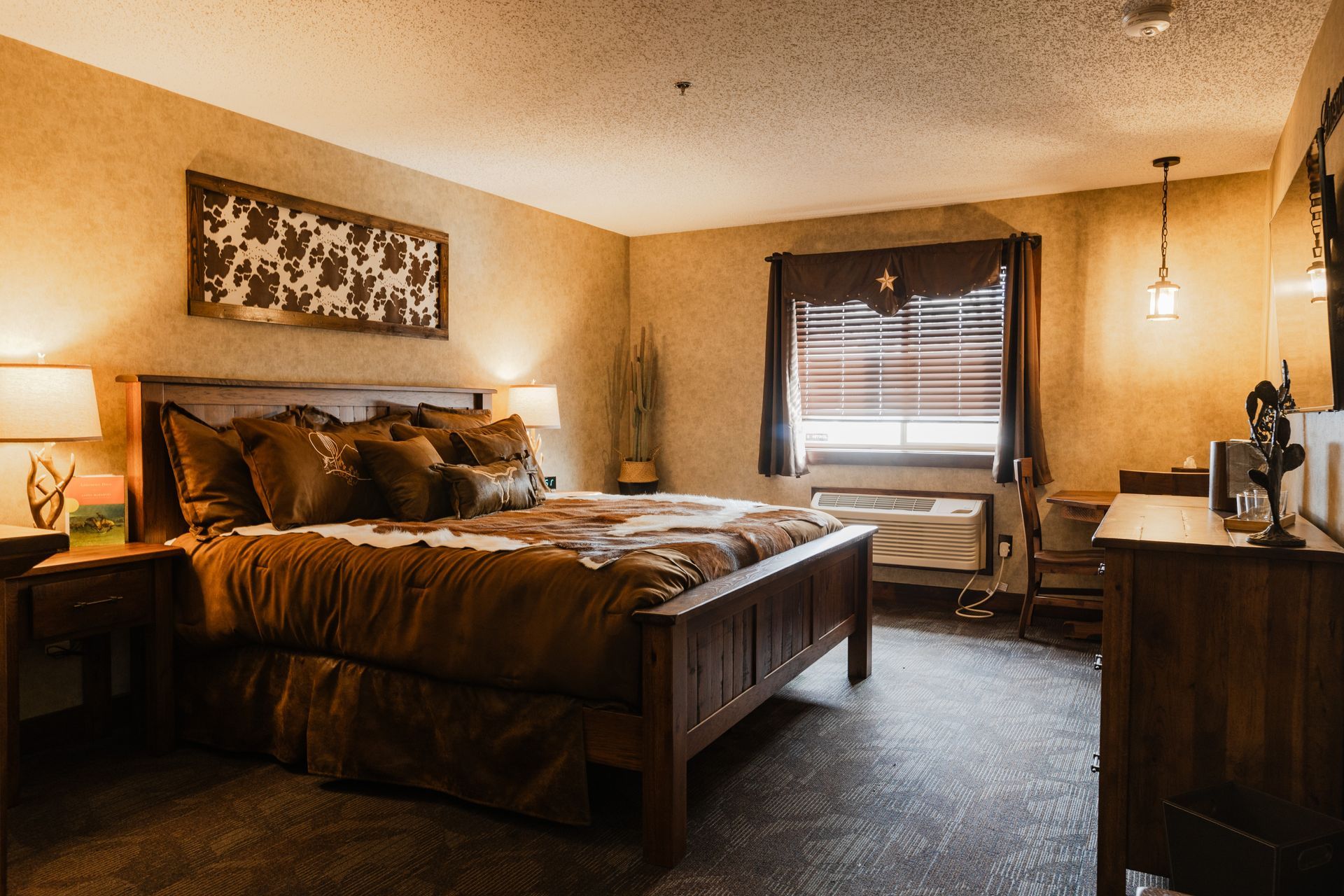 There is a large bed in the middle of the room.