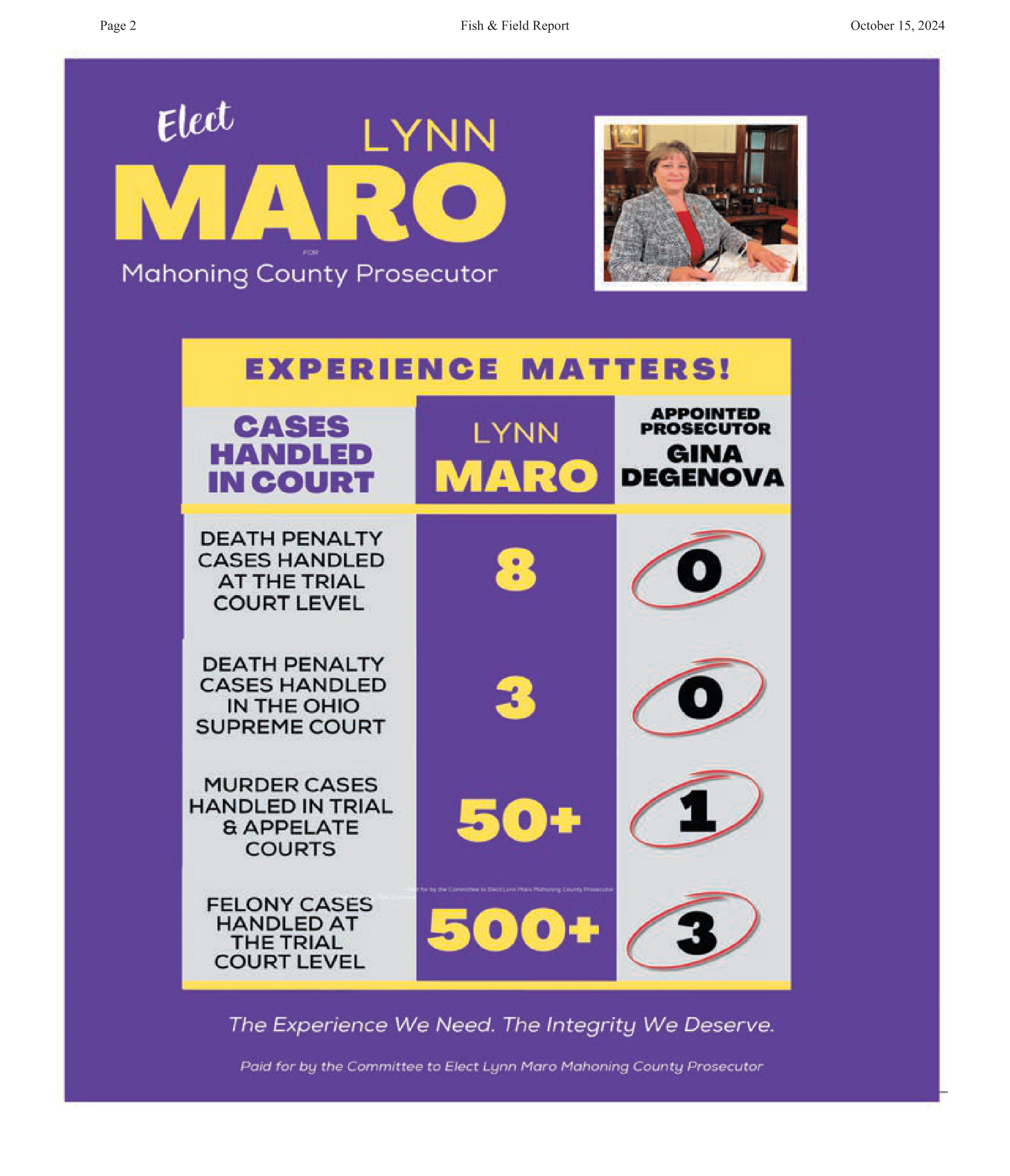 A poster for lynn maro shows cases handled in court