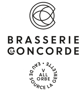 Logo pour la Brasserie La Concorde, avec un design de cercles entrelacés et du texte.