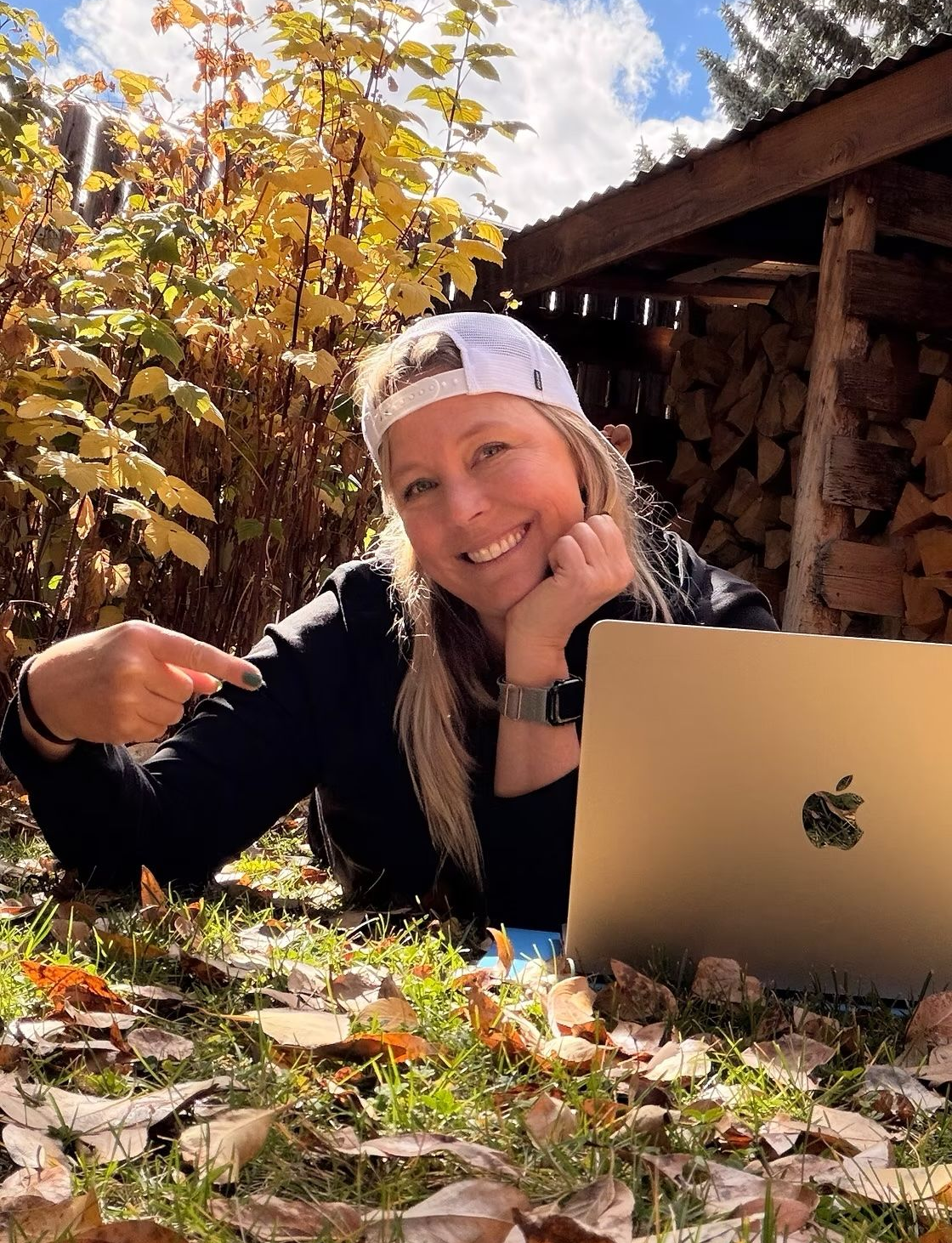 Desirae taking a yoga class.