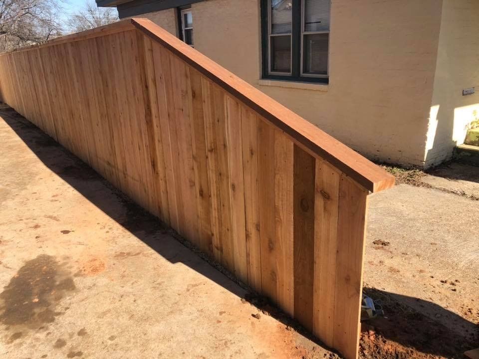 Cedar Fence - Sloped Styled cedar Fence in Oklahoma City, OK