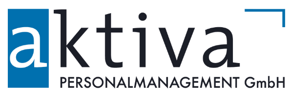 Ein blau-weißes Logo für die aktiva personal management gmbh