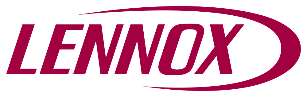 The Lennox logo, a maroon wordmark with a curved maroon line around the text.