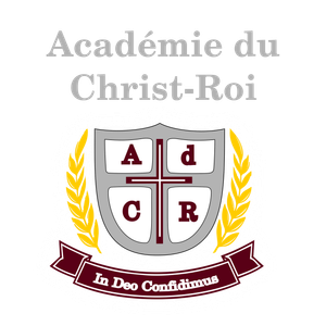 Le logo de l'académie du christ-roi est un bouclier avec une croix dessus.