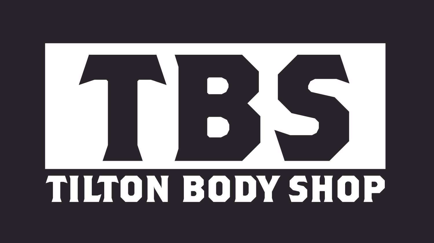 A black and white logo for tbs tilton body shop