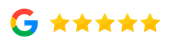Um logotipo do Google com cinco estrelas em um fundo branco.