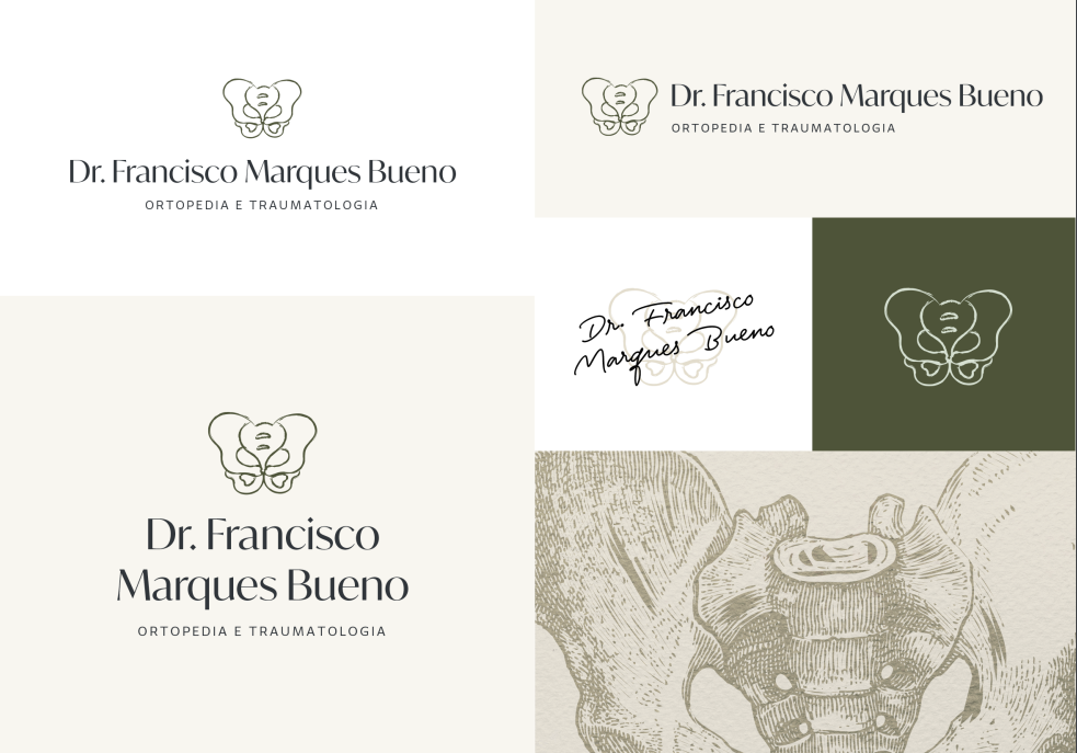 Uma colagem de logotipos de um médico chamado dr. Francisco Marques Bueno