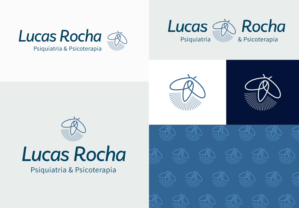 Logotipo de lucas rocha é mostrado em cores diferentes