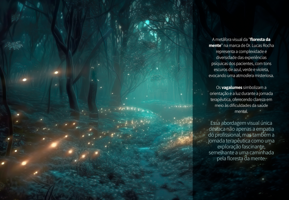Uma foto de uma floresta com vaga-lumes saindo das árvores