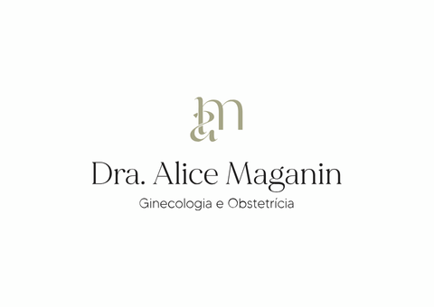 O logotipo da Dra. Alice Maganin, ginecologista e obstetra, apresenta as iniciais 