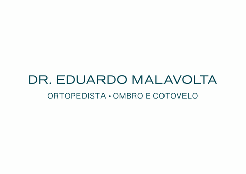 Cartão de visita do Dr. Eduardo Malavolta com seu nome e especialidade: Ortopedista de ombro e cotovelo.