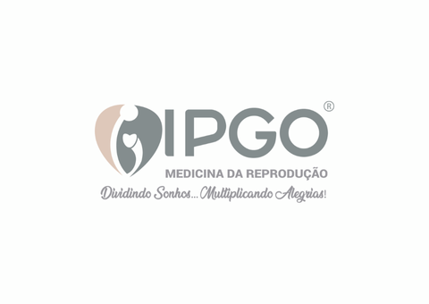 Logo for IPGO, a fertility clinic. Features a heart shape with embracing figures, and text 