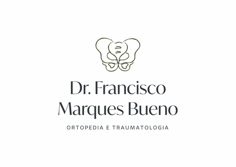Logotipo do Dr. Francisco Marques Bueno, com um ícone de pélvis acima do nome, com 
