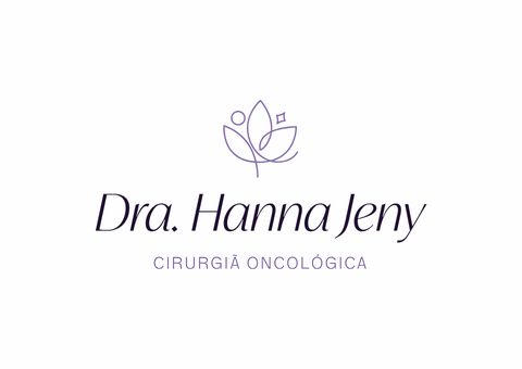 Logotipo da Dra. Hanna Jeny, oncologista, com design floral e texto 