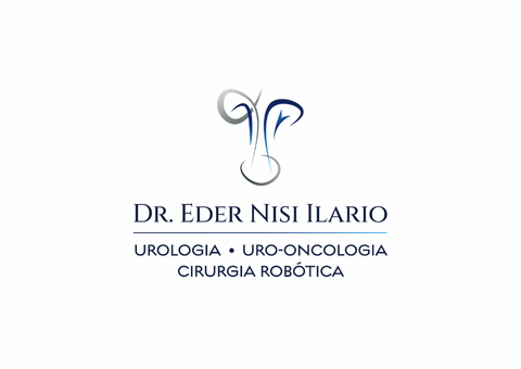 Logotipo do Dr. Eder Nisi Ilario: Urologia, Uro-Oncologia, Cirurgia Robótica. Apresenta símbolo médico estilizado e texto.