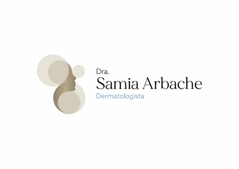 Logotipo: Dra. Samia Arbache. Apresenta uma silhueta de perfil dentro de círculos 