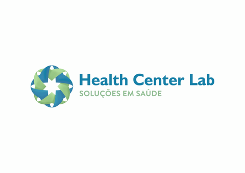 Logotipo para Health Center Lab: Design floral abstrato em azul e verde, texto 