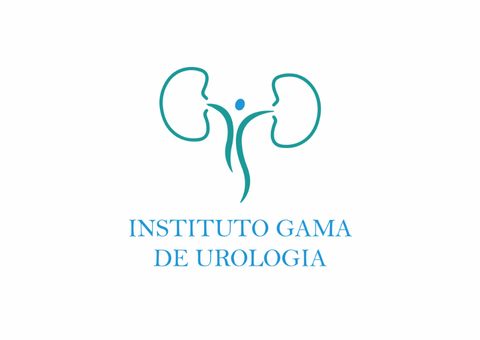 Logotipo do Instituto Gama de Urologia, com rins estilizados e uma figura em azul-petróleo.