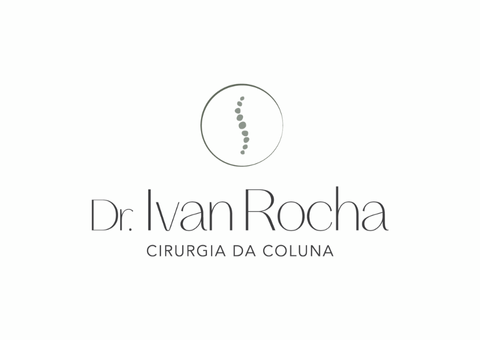 Logo for Dr. Ivan Rocha, with a spine icon inside a circle. Texto diz 