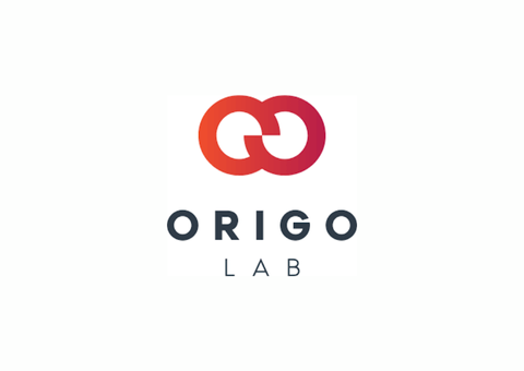 Logotipo do Origo Lab: dois círculos laranja-avermelhados interligados acima das palavras 