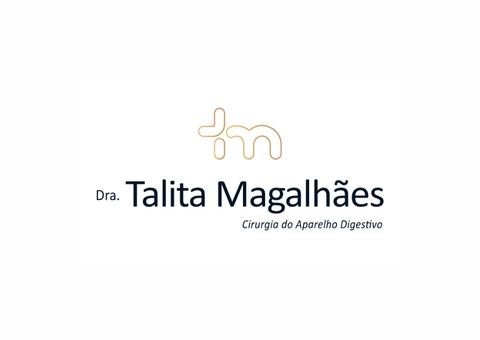 Logotipo da Dra. Talita Magalhães, cirurgiã do aparelho digestivo, com o símbolo 