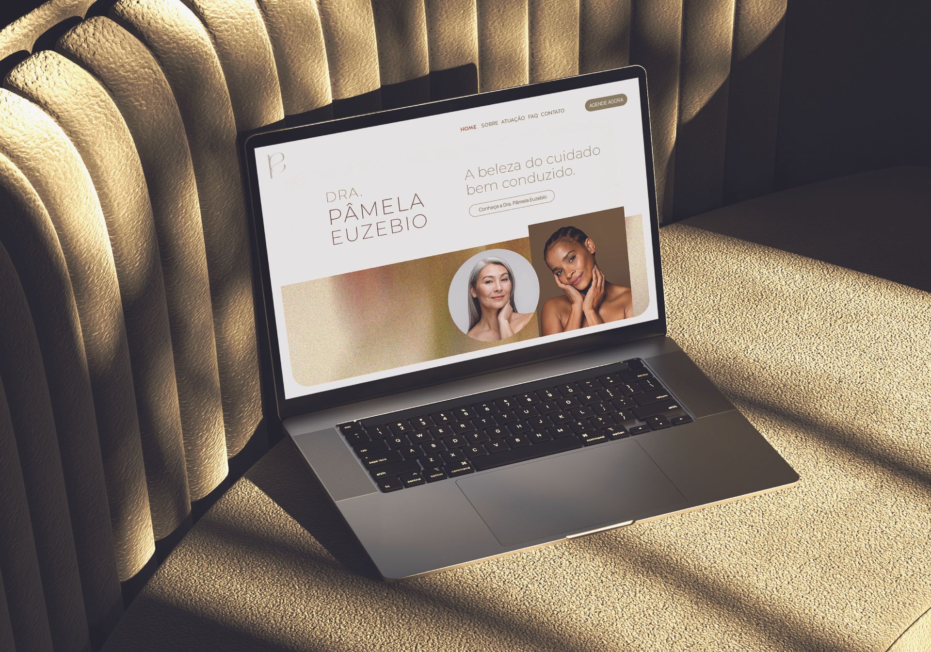 Promotional banner for Instituto Essenza with a smiling woman in green activewear on a white background